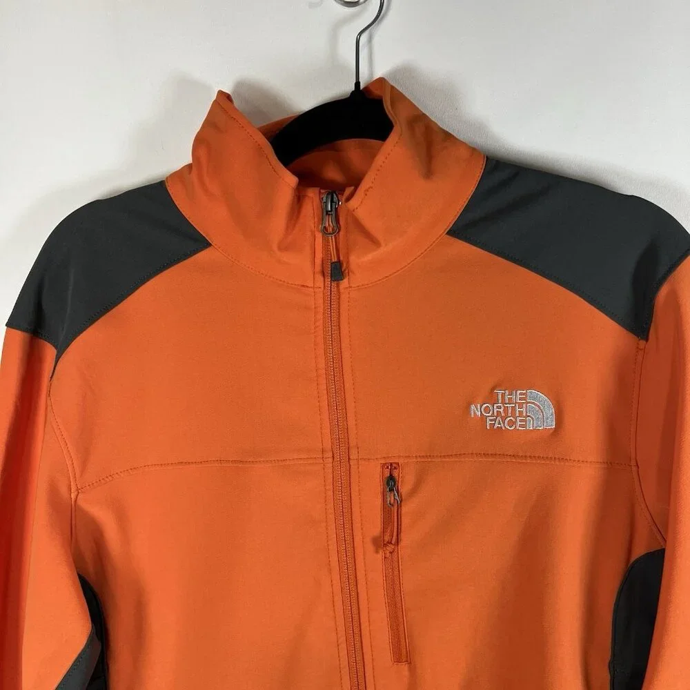 The North Face Softshell Full Zip Jacket Size medium Orange Dark Grey Outdoor